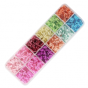 [KITROC] Kit de perles de rocaille longues, 10 couleurs + boîte de rangement