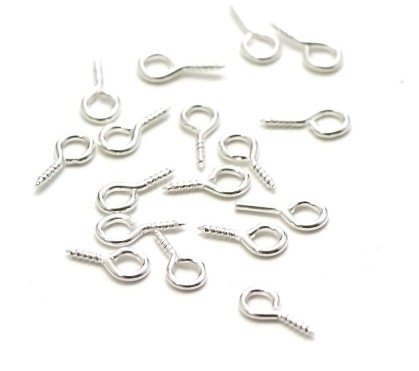 Piton en laiton argenté, piton à bord, couleur argent clair, 10x4x1mm, Trou 2mm