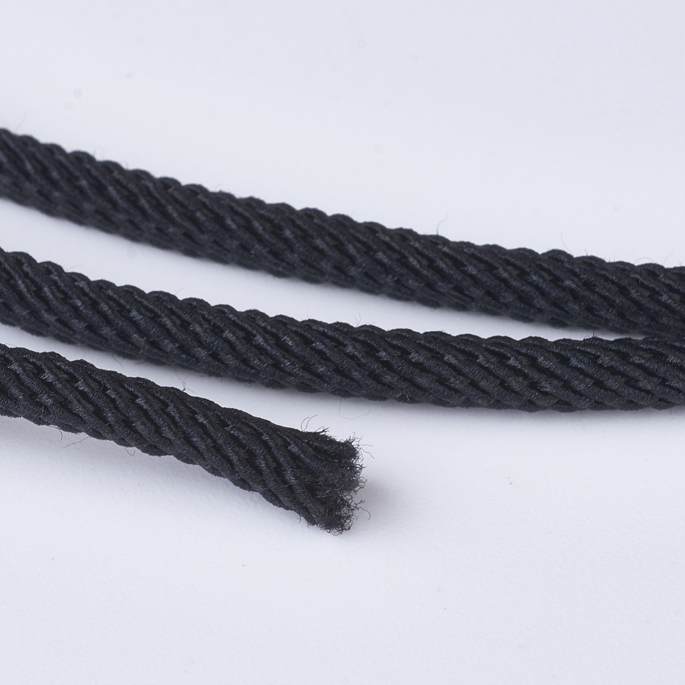 Paracorde, Fil de Nylon, noir, rond, diam 3mm - le mètre