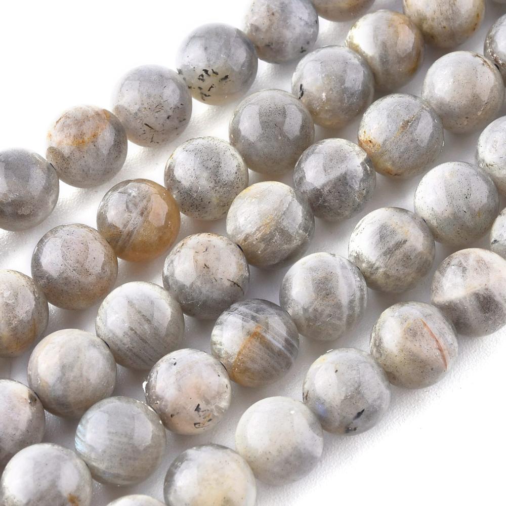 Pierre Agate chrysanthème, gris mixte naturel, ronde, 6mm, trou 1mm