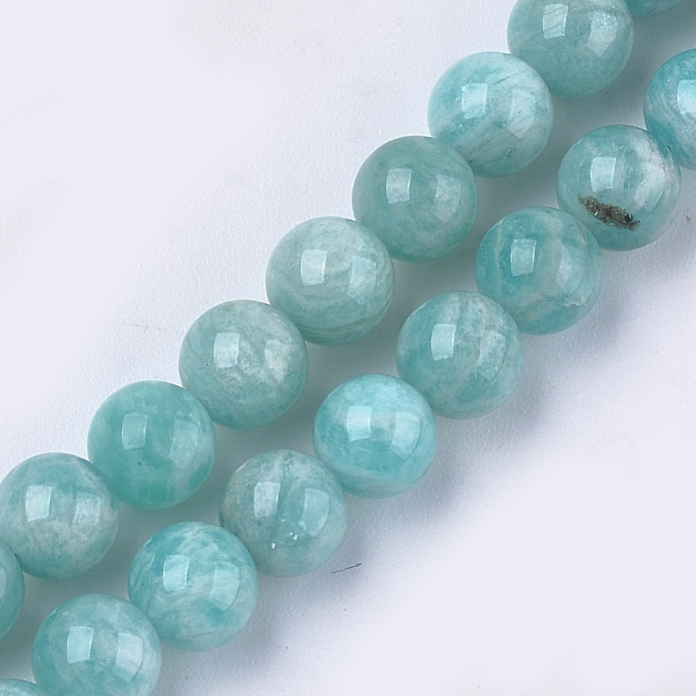 Pierre Amazonite naturelle bleue grade A ronde 6mm trou 0.8mm