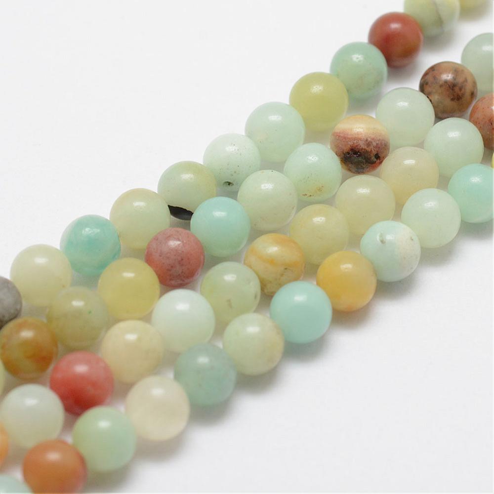 Pierre Amazonite, naturelle, ronde, 8mm, trou 1mm