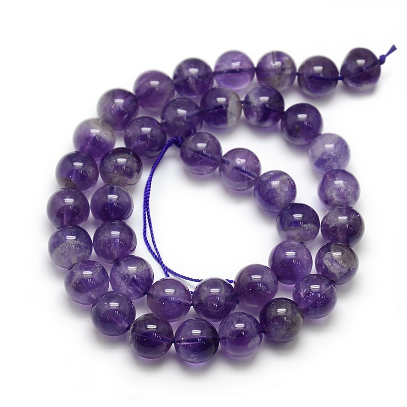 Pierre Améthyste grade AB violette ronde 10mm trou 1mm