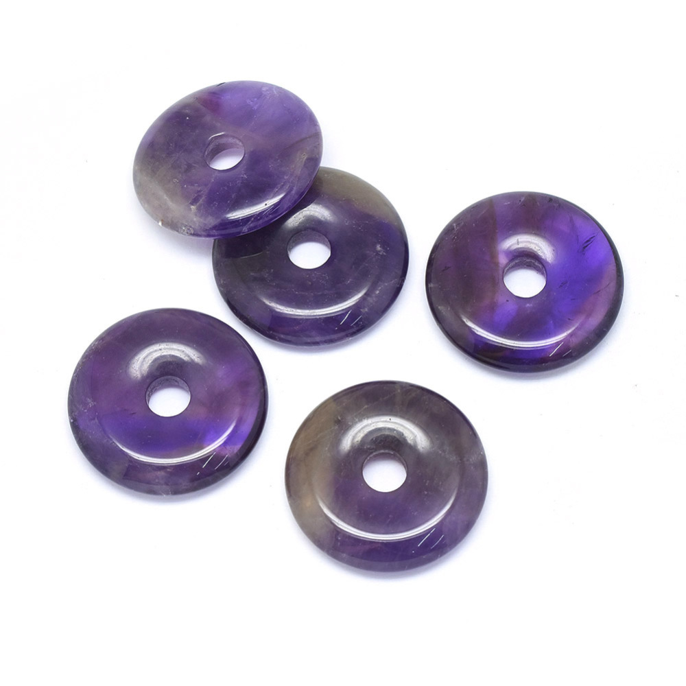 Pierre Améthyste mauve transparent donut 30x6mm trou 6mm