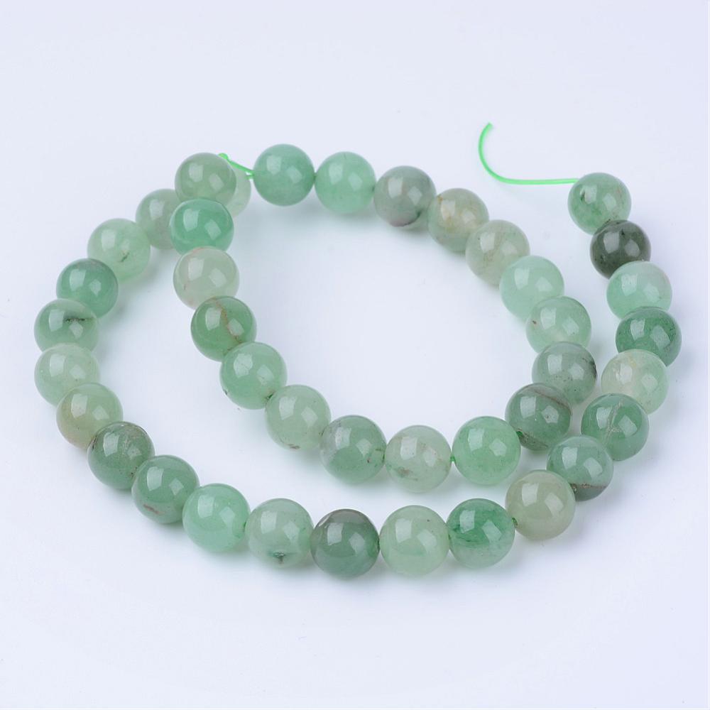 Pierre Aventurine, vert naturel, ronde, 12mm, trou 1.5mm