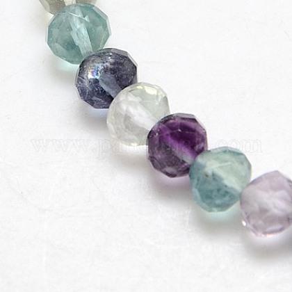 Pierre Fluorite naturelle à facettes 6x4mm, Trou: 0.5mm