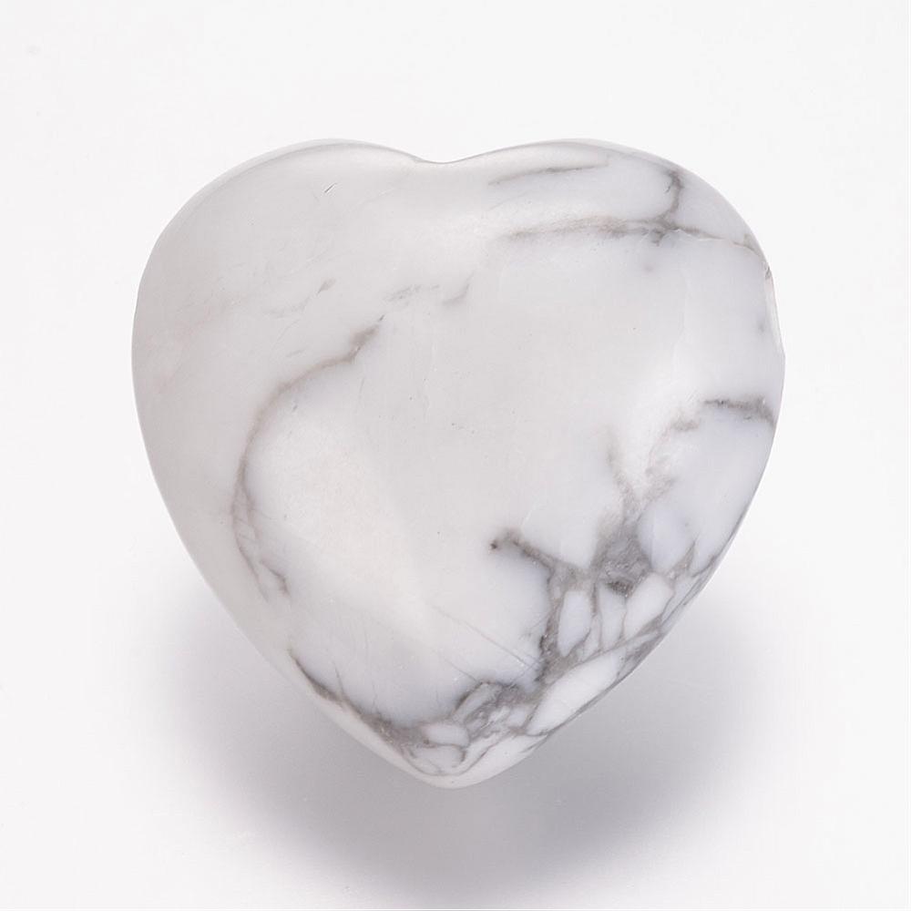 Pierre Howlite, naturelle, blanc, coeur, 13x25x25, trou 2mm