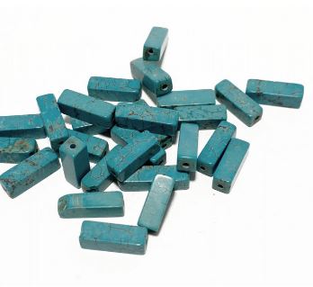 Pierre Howlite, naturelle, turquoise, tube cubique, 13x4x4mm, trou 1mm