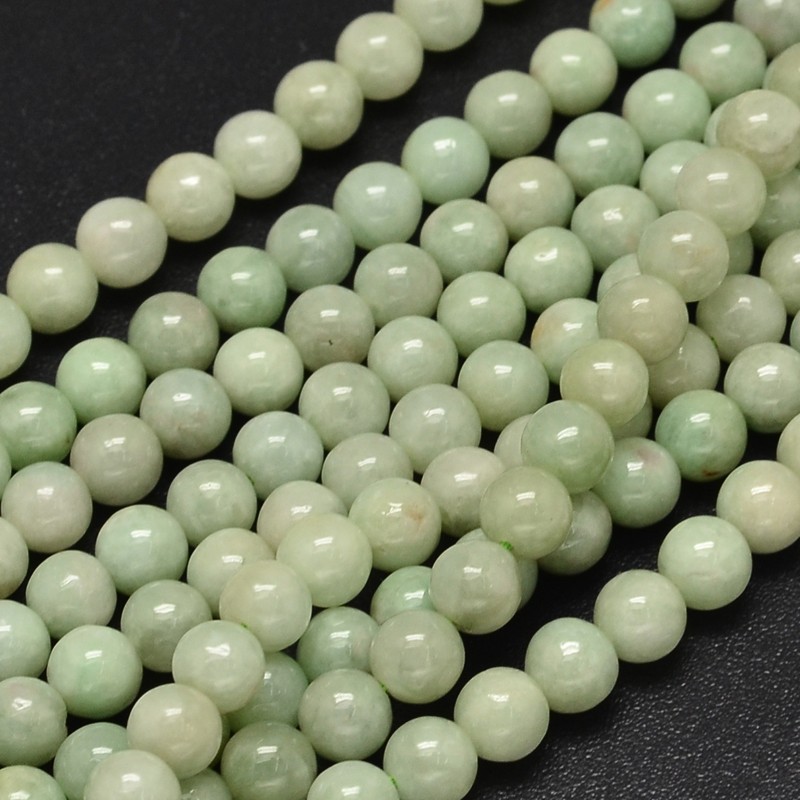 Pierre Jade birmane naturelle verte claire ronde 6mm trou 1mm