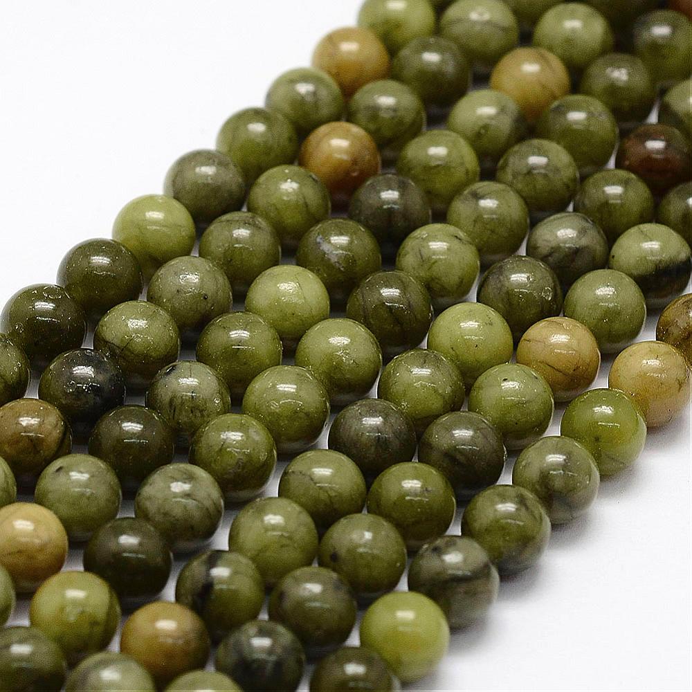 Pierre Jade, naturelle, vert, ronde, 6mm, trou 1mm