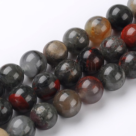 Pierre Jaspe sanguin(bloodstone), naturelle africaine, ronde, 6mm, trou 1mm