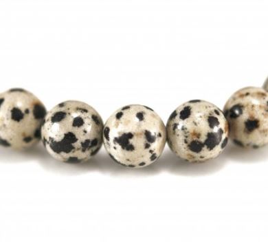 Pierre Jaspe Dalmatien, naturelle, verge d'or pâle, ronde, 6mm, 0.8mm