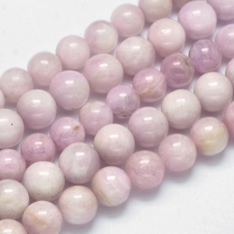 Pierre Kunzite naturelle grise rose grade AB, ronde, 10mm trou 1mm