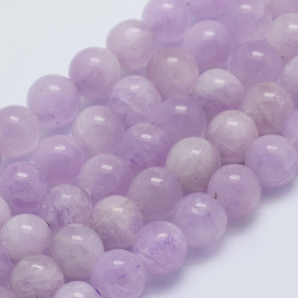 Pierre Kunzite Spodumène, naturelle, violette, grade A+, ronde, 6mm, trou 1mm