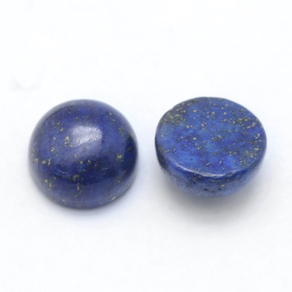 Pierre Lapis Lazuli, naturelle, bleue, cabochon, plate ronde, 8x4mm