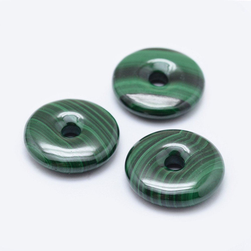 Pierre Malachite, vert, donut, 22x5.5mm, trou 4mm