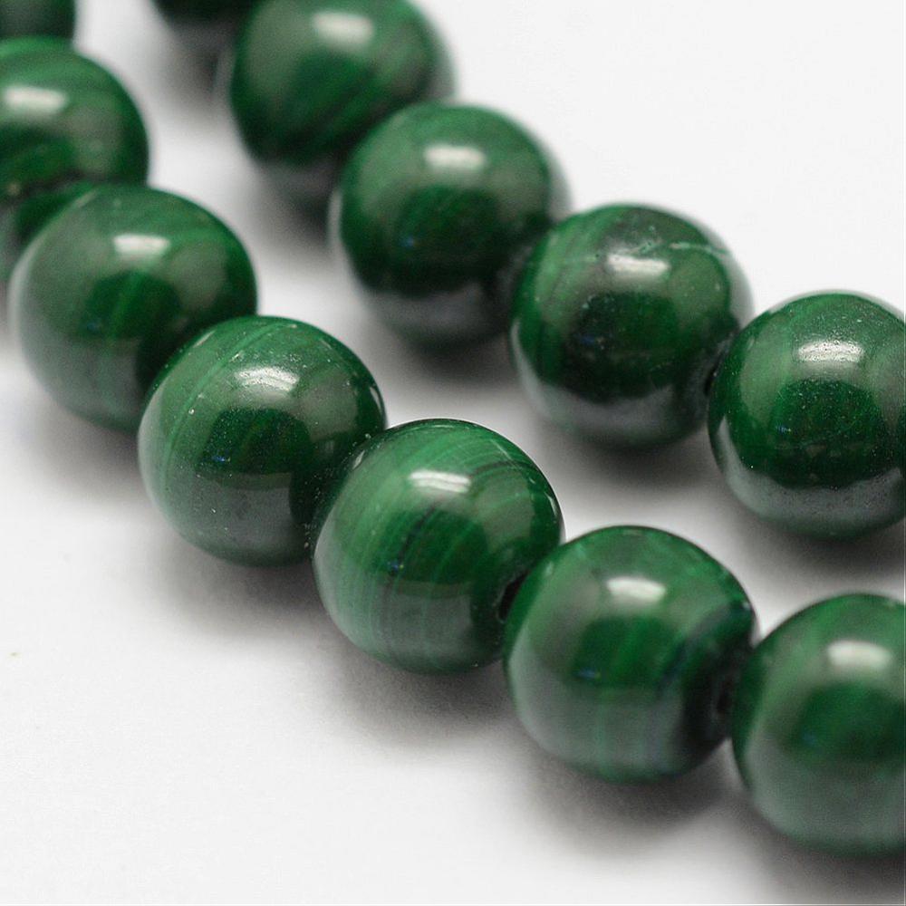 Pierre Malachite, naturelle, verte, ronde, 6mm, grade B, trou 0.7mm