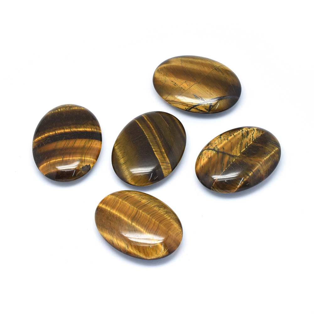 Pierre Oeil du tigre naturelle marron or ovale 44x34x10mm sans trou