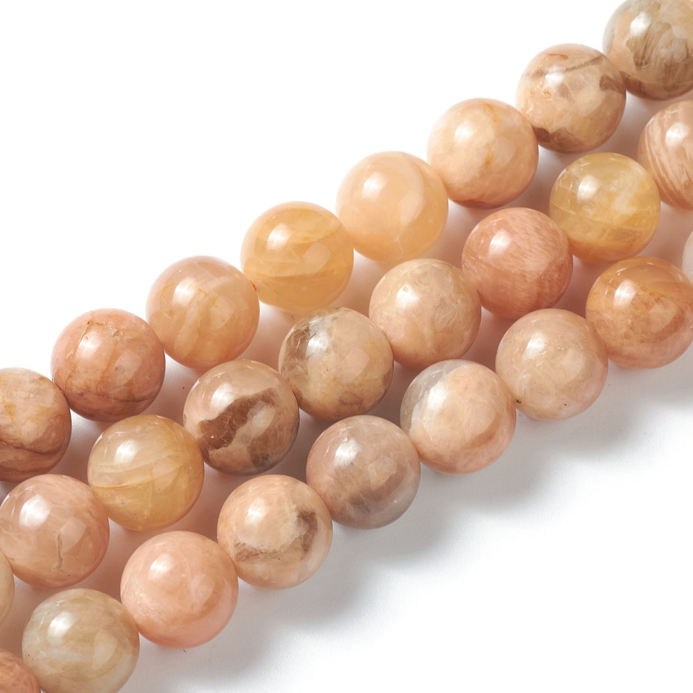 Pierre de Soleil naturelle, ronde, 10mm, trou 0,5mm