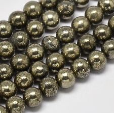 Pierre Pyrite, naturelle, grise, ronde, 12mm trou 1mm