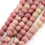 Pierre Rhodochrosite, naturelle, marbrée rose, ronde facettée, 6mm trou 1mm