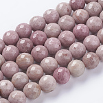 Pierre Rhodochrosite, naturelle, marbrée rose, ronde facettée, 10mm trou 1mm