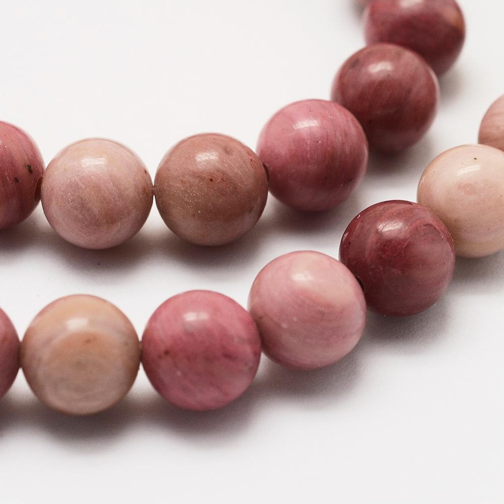 Pierre Rhodochrosite, naturelle, marbrée rose, ronde, 10mm trou 1mm