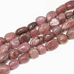 Pierre Rhodochrosite, naturelle, marbrée rose, galets, 68/15mm trou 1mm