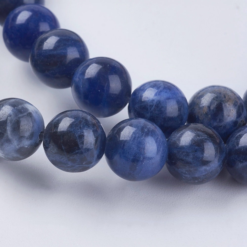 Pierre Sodalite, naturelle, bleue, ronde, 8mm trou 1mm