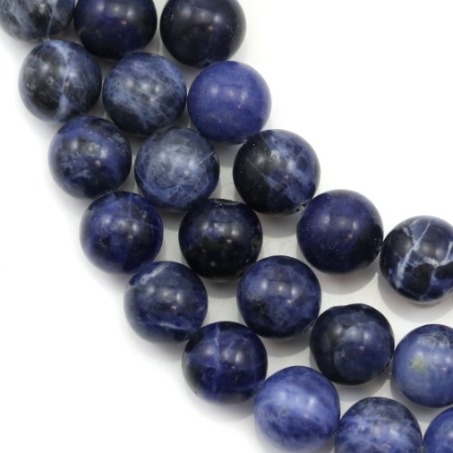 Pierre Sodalite, naturelle, bleue, ronde, 12mm trou 1mm