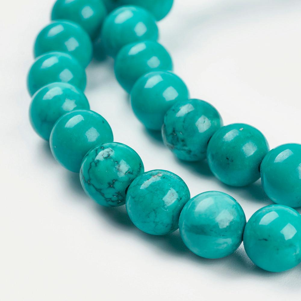 Pierre Turquoise teintée, ronde 10mm trou 1.5mm