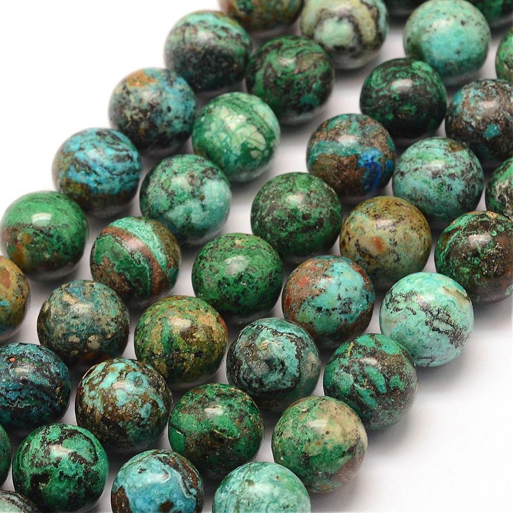 Pierre Chrysocolle naturelle, bleu turquoise, ronde 10mm trou 1mm