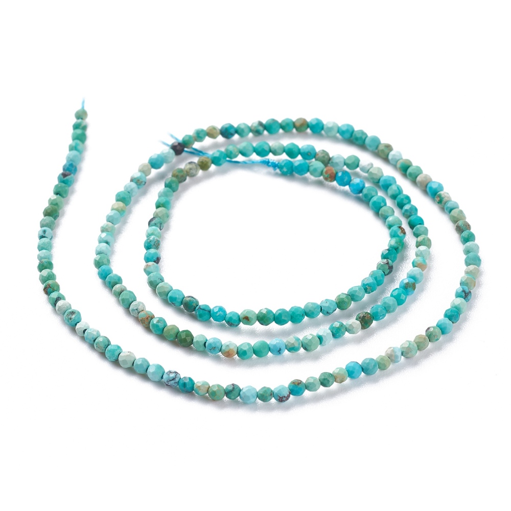 Pierre Turquoise africaine, naturelle, ronde facettée, 2mm trou 0.5mm