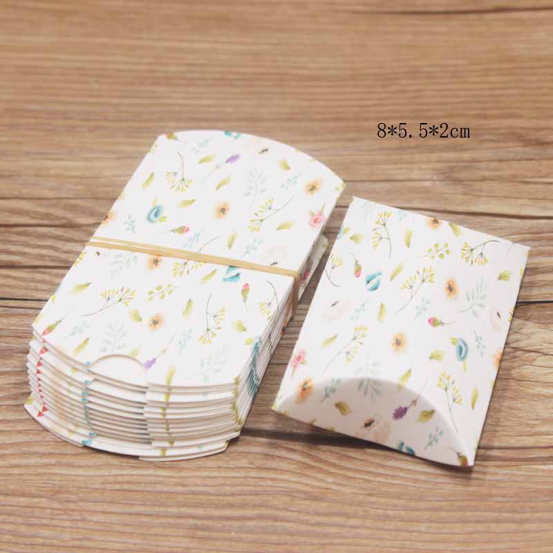 Coffrets cadeaux en papier carton blanc fleurs 8x5.5x2cm