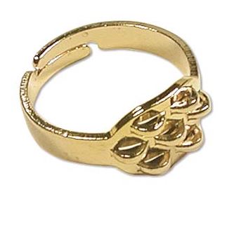 Bague réglable avec support, métal, couleur or, anneau 17mm, support 12x10mm