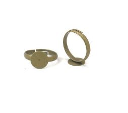 Bague réglable avec support, métal, couleur bronze, anneau 17mm, support 8mm