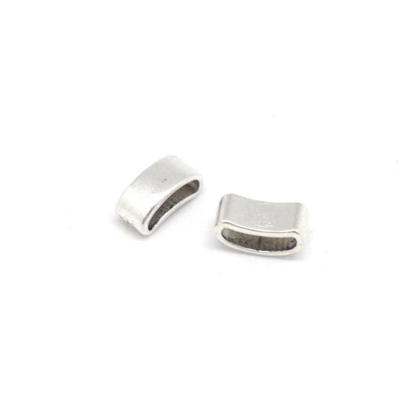 Passant cuir, rectangle incurvé, alliage, 2x10mm