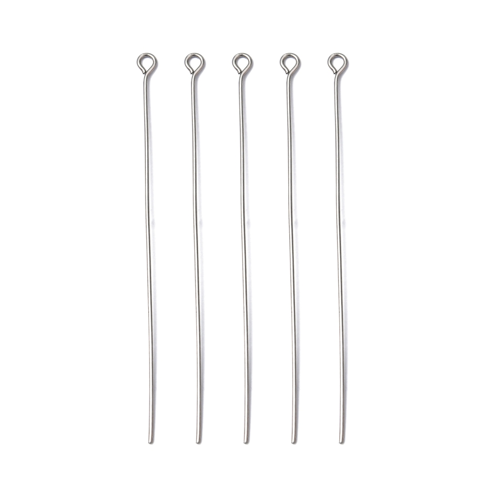 Tige INOX argenté, avec une boucle, 50x0.7mm trou 2mm