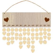 Calendrier des anniversaires en bois 50 dates, 420x120x5mm