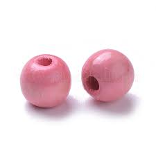 [4006166154508] Perles en bois polies 14mm, lot de 18 pièces, couleur rose