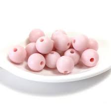 Perles en bois polies 14mm, lot de 18 pièces, couleur rose coq.oeuf