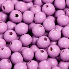 [4006166291326] Perles en bois polies 10mm, lot de 52 pièces, couleur mauve parme