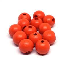 [4006166291418] Perles en bois polies Rayher 12mm, lot de 32 pièces, couleur orange corail