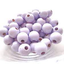 [4006166291548] Perles en bois polies Rayher 12mm, lot de 32 pièces, couleur mauve parme
