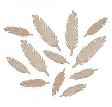 [4006166411472] Plumes blanches en bois, 12 pièces