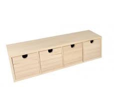 [5414135039777] Meuble 4 tiroirs en bois, 44x10x12cm
