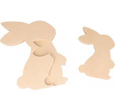 Lapin silhouette 3D en bois, 3 pièces