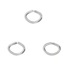 Anneau ovale simple ouvert, alliage, couleur argent, 5x3mm