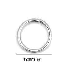 Anneau simple ouvert, laiton, couleur argent, 12x1mm, int 10mm