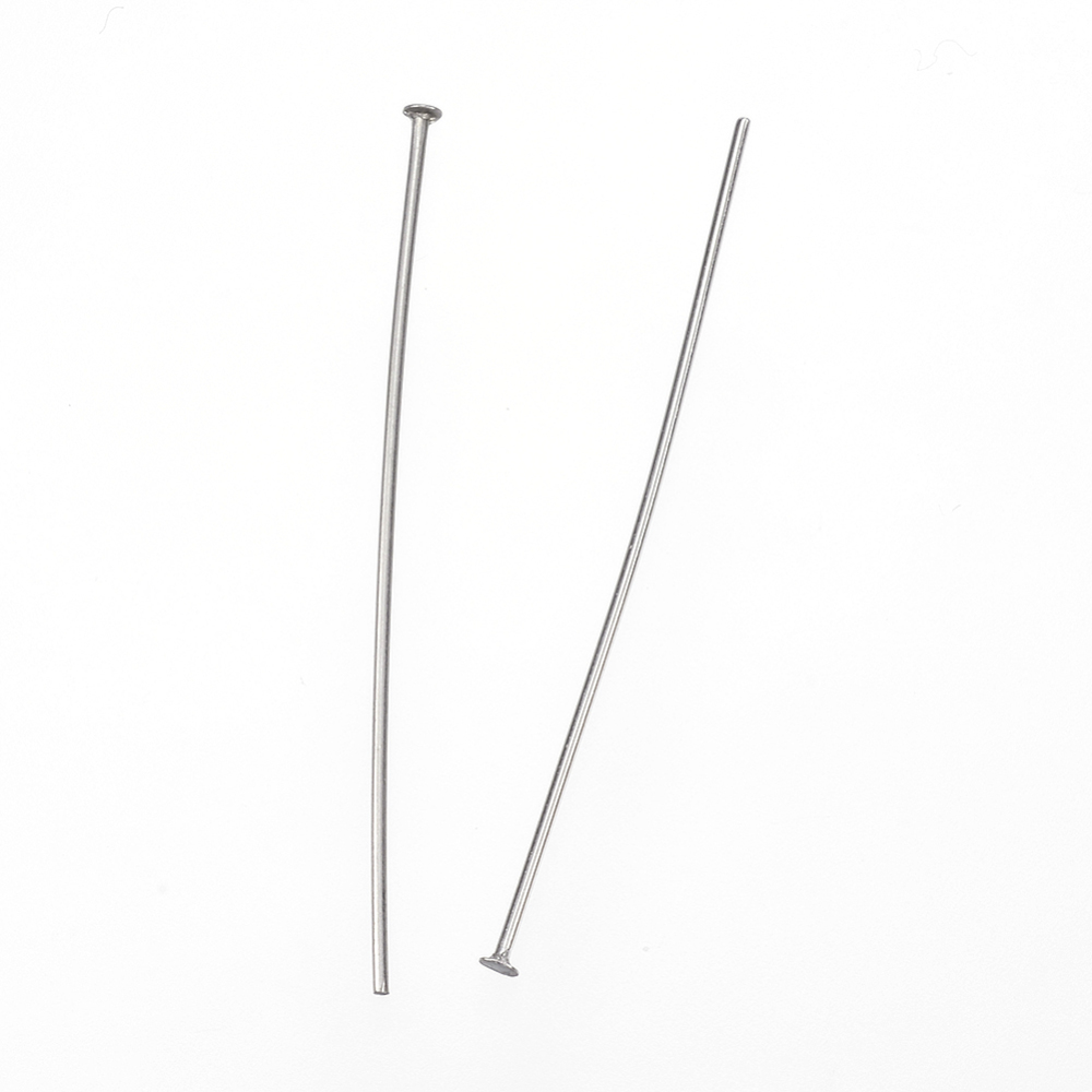 [STAS-E147-09P  X-STAS-Q218-01C] Tige INOX argenté, tête plate, 40x0,8mm, tête 1,5mm, l'unité